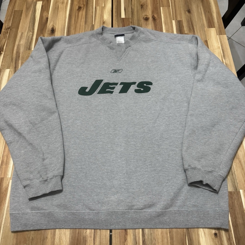 Vintage New York Jets Sweatshirt Mens 2XL Gray Reebok‎ Crewneck Fleece Y2K